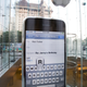 Kocienda’s keyboard design on an iPhone display at Apple’s New York flagship store in 2007.
